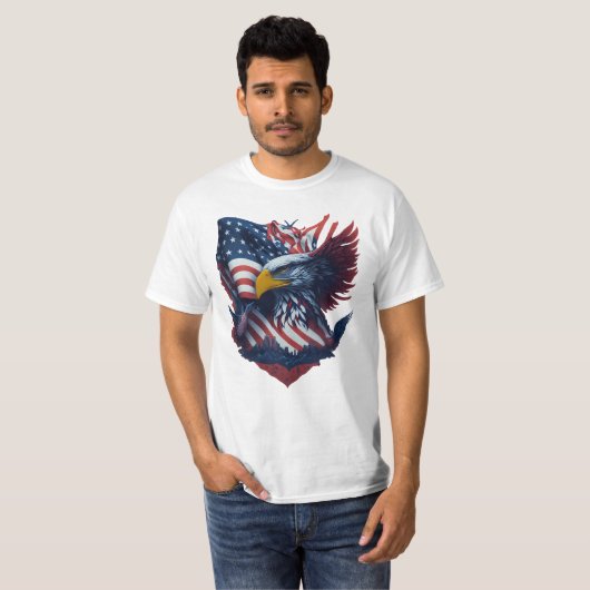 USA Art Eagle Freedom Patriottisme Rood Wit Blauw T-shirt (Voorkant volledig)