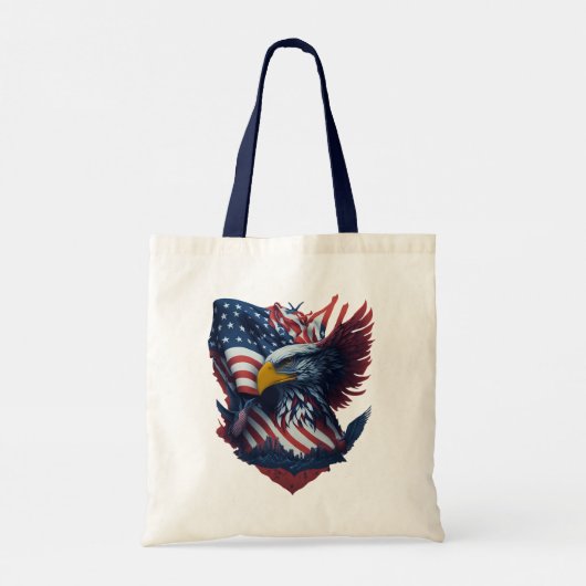 USA Art Eagle Freedom Patriottisme Rood Wit Blauw Tote Bag (Achterkant)