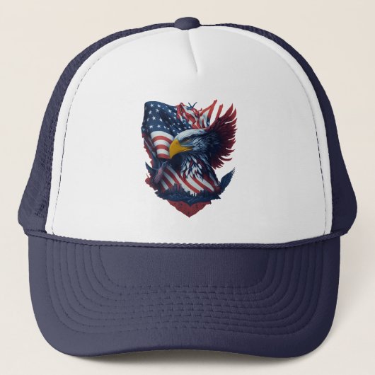 USA Art Eagle Freedom Patriottisme Rood Wit Blauw Trucker Pet (Voorkant)