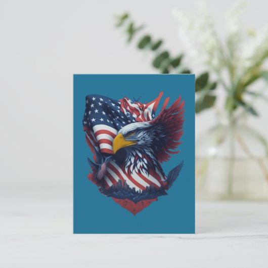 USA Art Eagle Rood Wit Blauw Patriotisme Vrijheid Briefkaart (Staand voorkant)