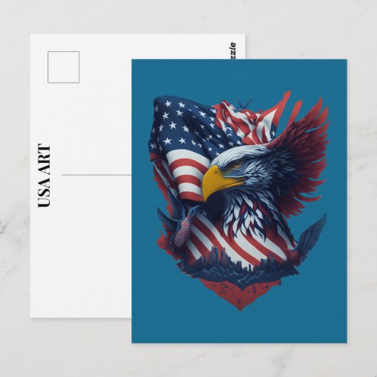 USA Art Eagle Rood Wit Blauw Patriotisme Vrijheid Briefkaart (Voorkant / Achterkant)