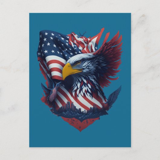 USA Art Eagle Rood Wit Blauw Patriotisme Vrijheid Briefkaart (Voorkant)