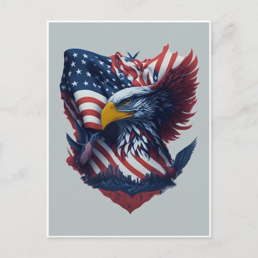 USA Art Eagle Rood Wit Blauw Vrijheid Patriottisme Briefkaart (Voorkant)