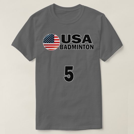USA Badminton Nummer 5 Tshirt Design (Design voorkant)