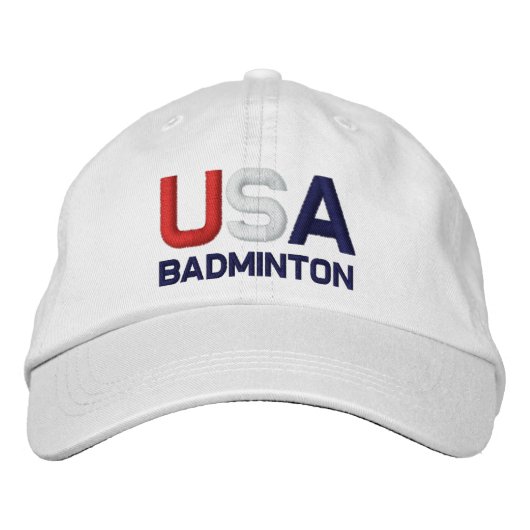 USA Badminton Olympische Spelen geborduurd wit Pet (Voorkant)