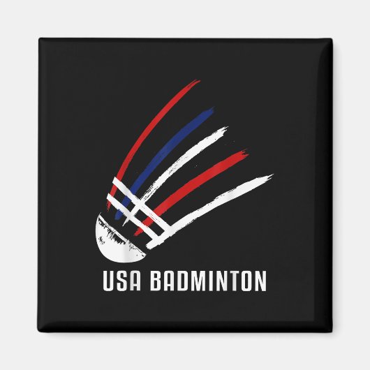Usa Badminton Shuttle Rood Wit Blauw  Magneet (Voorkant)