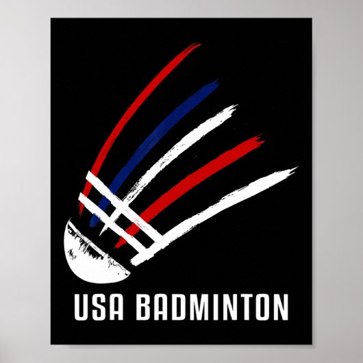 USA Badminton Shuttle Rood Wit Blauw Poster (Voorkant)