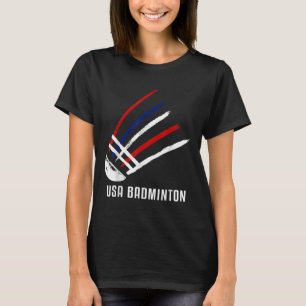 Usa Badminton Shuttle Rood Wit Blauw T-shirt