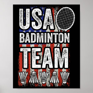 Usa Badminton Team Amerikaanse Vlag Grappig Badmin Poster