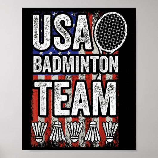 Usa Badminton Team Amerikaanse Vlag Grappig Badmin Poster (Voorkant)