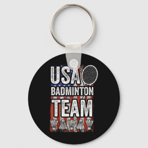 Usa Badminton Team Amerikaanse Vlag Grappige Badmi Sleutelhanger