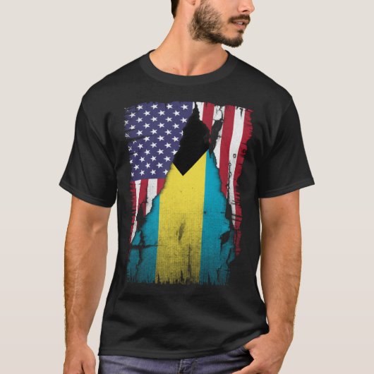 USA Bahamas Flag Distressed Bahamian Pride T-shirt (Voorkant)