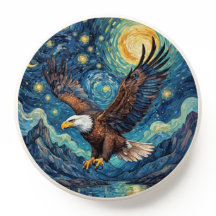 USA Bald Eagle in Sterrennacht Van Gogh stijl