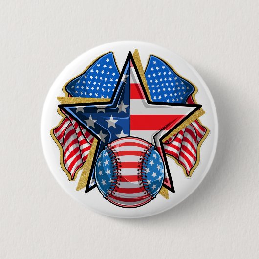 USA Baseball Softball Ronde Button 5,7 Cm (Voorkant)