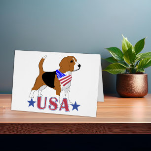 USA Beagle All American Dog Patriotic Note Kaart
