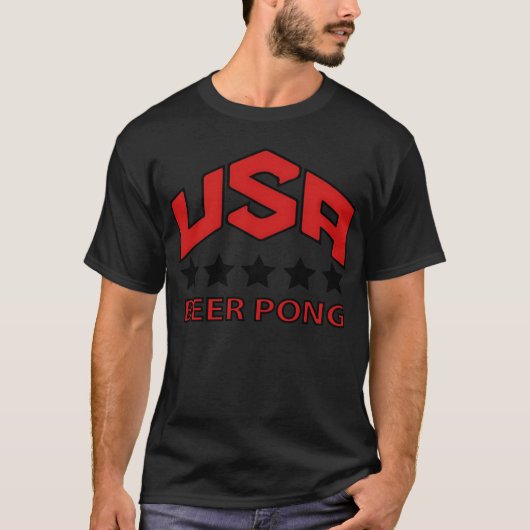 USA Beer Pongeam funny T-shirt (Voorkant)