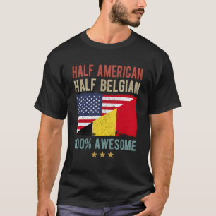 USA België Vlag Half Amerikaans Half Belgisch T-shirt