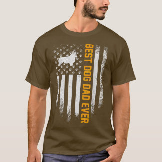 USA Best Welsh Corgi Dog Dad over American Flag Gi T-shirt