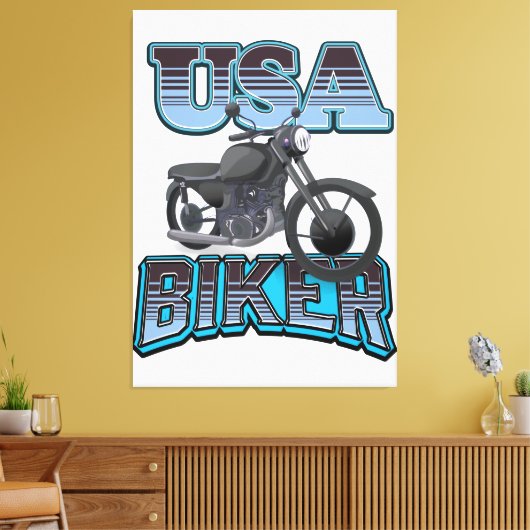 USA Biker logo Canvas Afdruk (Insitu (Woonkamer))