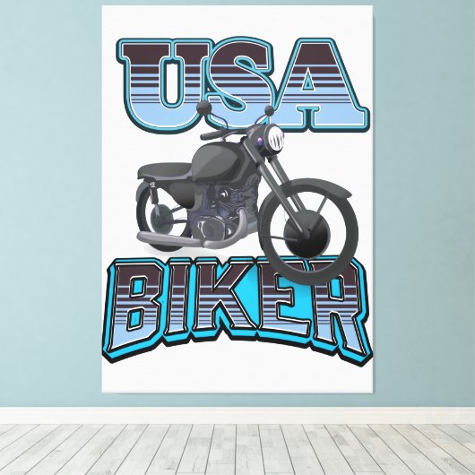 USA Biker logo Canvas Afdruk (Insitu (Houten vloer))