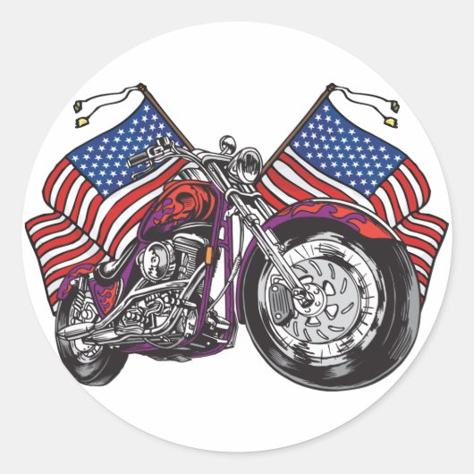 USA Biker Ronde Sticker (Voorkant)