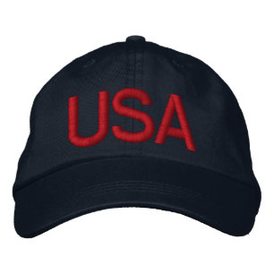 USA Blauw Geborduurd Pet - Gepersonaliseerd