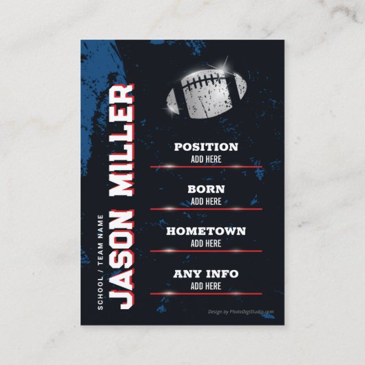 USA Blauw Rood Football Trading Kaart Football Kaa Contactkaartje (Achterkant)