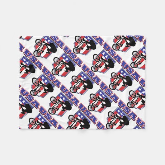 USA-BMX Biker Fleece Deken (Voorkant (Horizontaal))