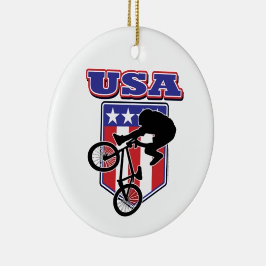 USA BMX Biker Keramisch Ornament (Rechts)