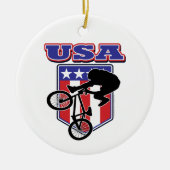 USA BMX Biker Keramisch Ornament (Voorkant)