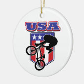USA BMX Biker Keramisch Ornament (Links)