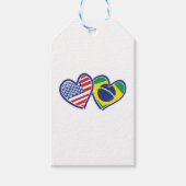 USA Brazilië liefde harten Cadeaulabel (Voorkant)