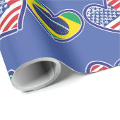 USA Brazilië Liefde Harten Cadeaupapier (Rol Hoek)
