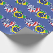 USA Brazilië Liefde Harten Cadeaupapier (Hoek)