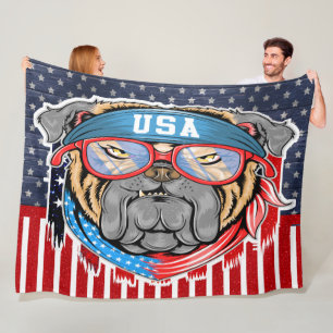 USA Bulldog Fleece Deken