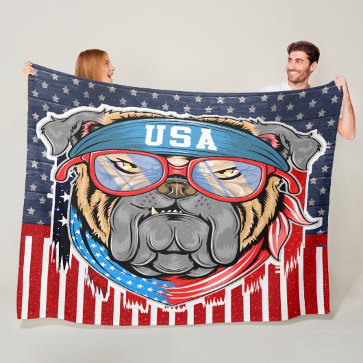 USA Bulldog Fleece Deken (In situ)