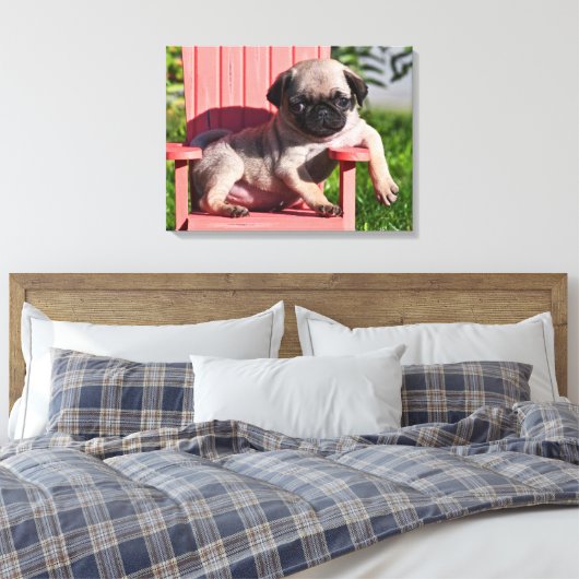USA, California. Puppy Slouching Canvas Afdruk (Insitu (Slaapkamer))