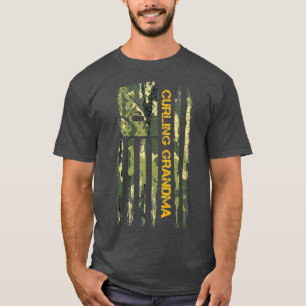 USA Camo Vlag Trots Curling Oma Curler Grappig T-shirt