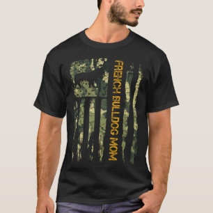 USA Camo Vlag Trots Frans Bulldog Mom Sil T-shirt