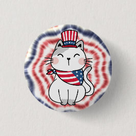 USA Cat Pin - Kinderloze Cat Dames - 5 van 5 Ronde Button 3,2 Cm