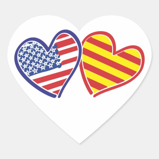USA Catalonia Love Hearts Hart Sticker (Voorkant)