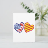 USA Catalonia Patriotic Love Hearts Briefkaart (Staand voorkant)