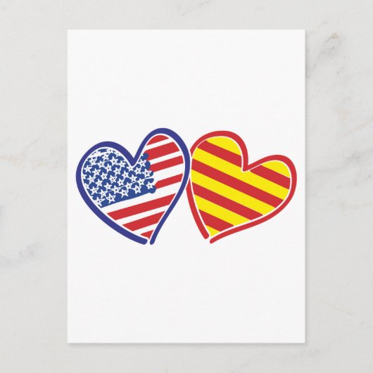 USA Catalonia Patriotic Love Hearts Briefkaart (Voorkant)