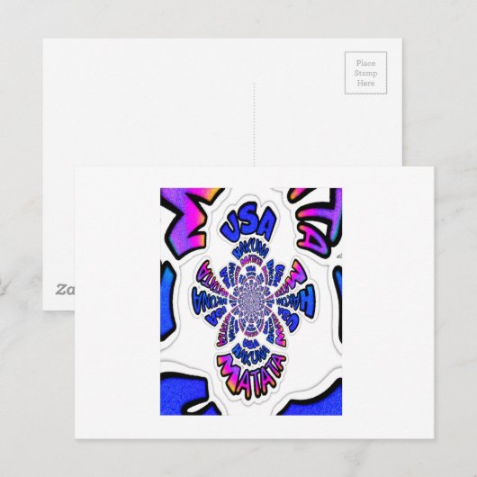 USA Celebration: Heerlijk leuke tekst dynamische k Briefkaart (Voorkant / Achterkant)