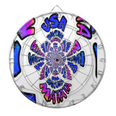 USA Celebration: Heerlijk leuke tekst dynamische k Dartbord (Voorkant)