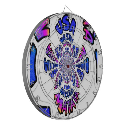 USA Celebration: Heerlijk leuke tekst dynamische k Dartbord (Voorkant Links)