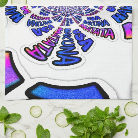 USA Celebration: Heerlijk leuke tekst dynamische k Theedoek (Gevouwen)