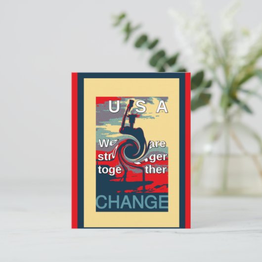 USA Change: samen sterker eenheidsontwerp Briefkaart (Staand voorkant)