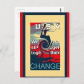 USA Change: samen sterker eenheidsontwerp Briefkaart (Voorkant / Achterkant)