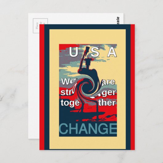 USA Change: samen sterker eenheidsontwerp Briefkaart (Voorkant / Achterkant)